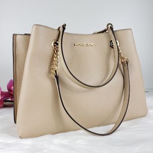 NWT Michael Kors LG Teagen satchel bisque bag MK